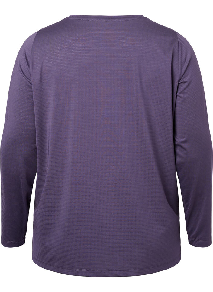 Langermet treningsbluse med struktur, Purple Plumeria, Packshot image number 1