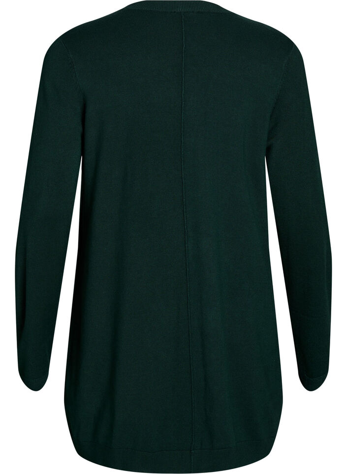 Lang, strikket cardigan i en viskoseblanding, Gr&oslash;nn, Packshot image number 1