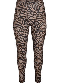Viskoseleggings med sebratrykk, Brun Viskoseleggings med sebratrykk