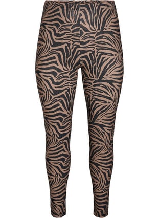 Zizzi Viskoseleggings med sebratrykk, Brun, Packshot image number 0