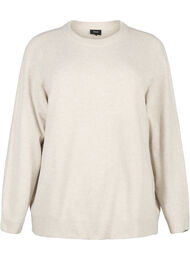 Langermet genser med rund hals	, Pumice Stone Mel.