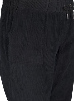 Zizzi Cordfløyelsbukser med elastisk linning, Black, Packshot image number 2