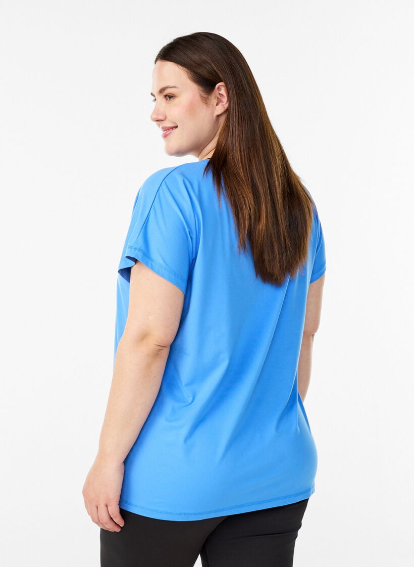 L&oslash;stsittende trenings-t-skjorte med v-hals, Bl&aring;, Model image number 2