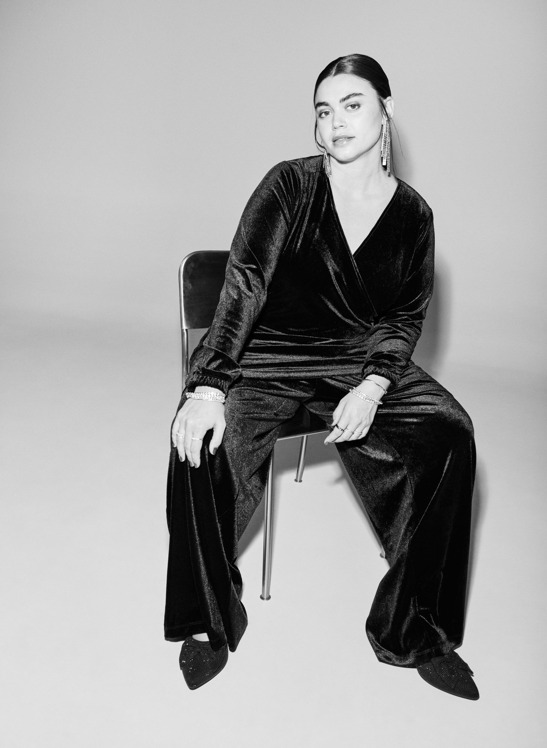 Zizzi Velourbukser med h&oslash;y midje og vide ben, Svart, Image image number 0