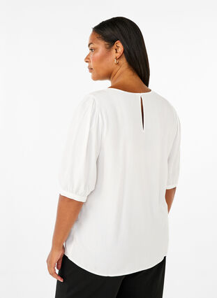 Zizzi Viskosebluse med 1/2-ermer, Bright White, Model image number 1