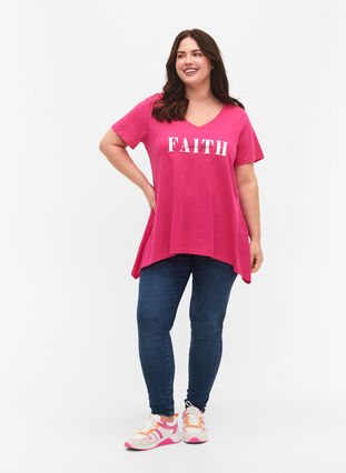 T-skjorte i bomull med korte ermer, Shocking Pink FAITH, Model image number 2