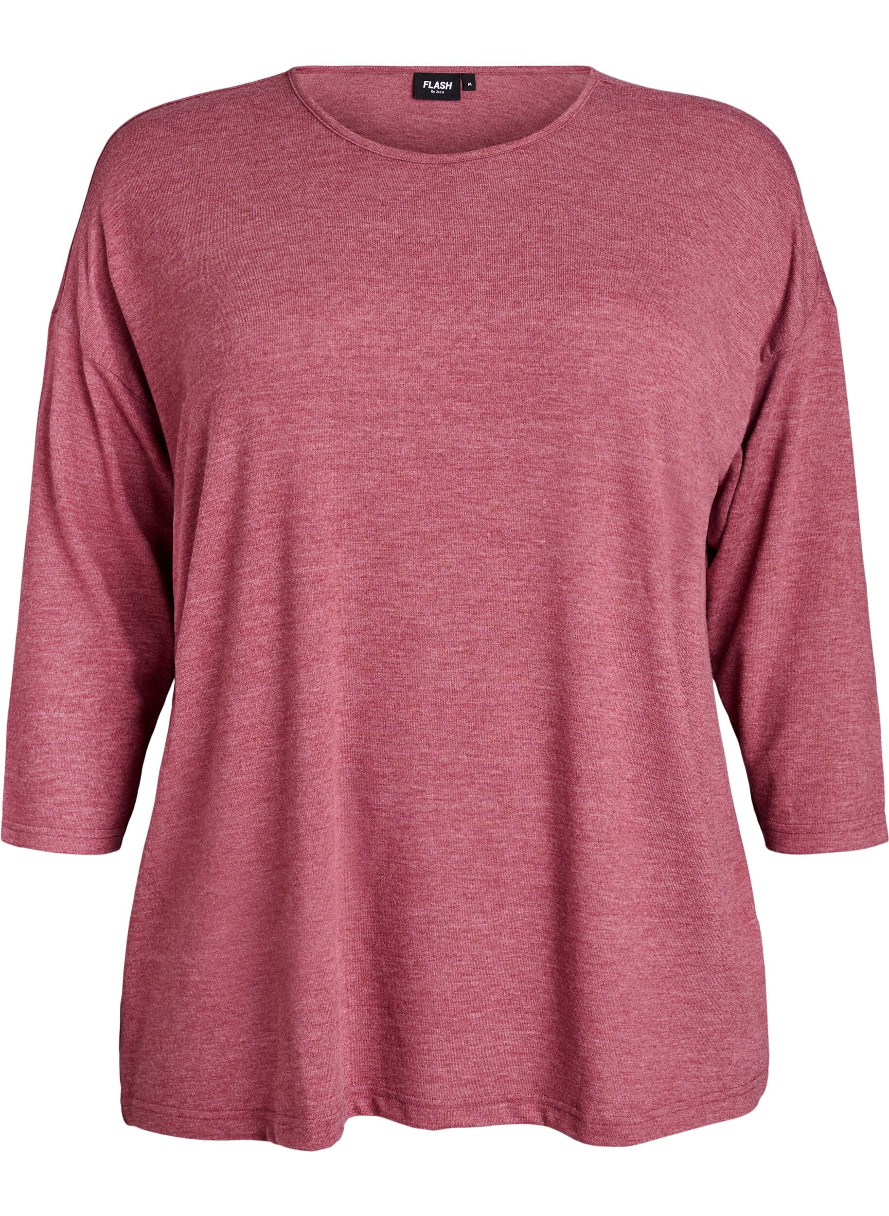ZizziJersey bluse med 3/4 ermer, Rosa, Packshot image number 0
