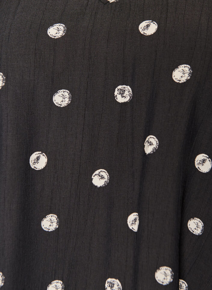 Viskosebluse med rynkete ermer, Svart, Packshot image number 2