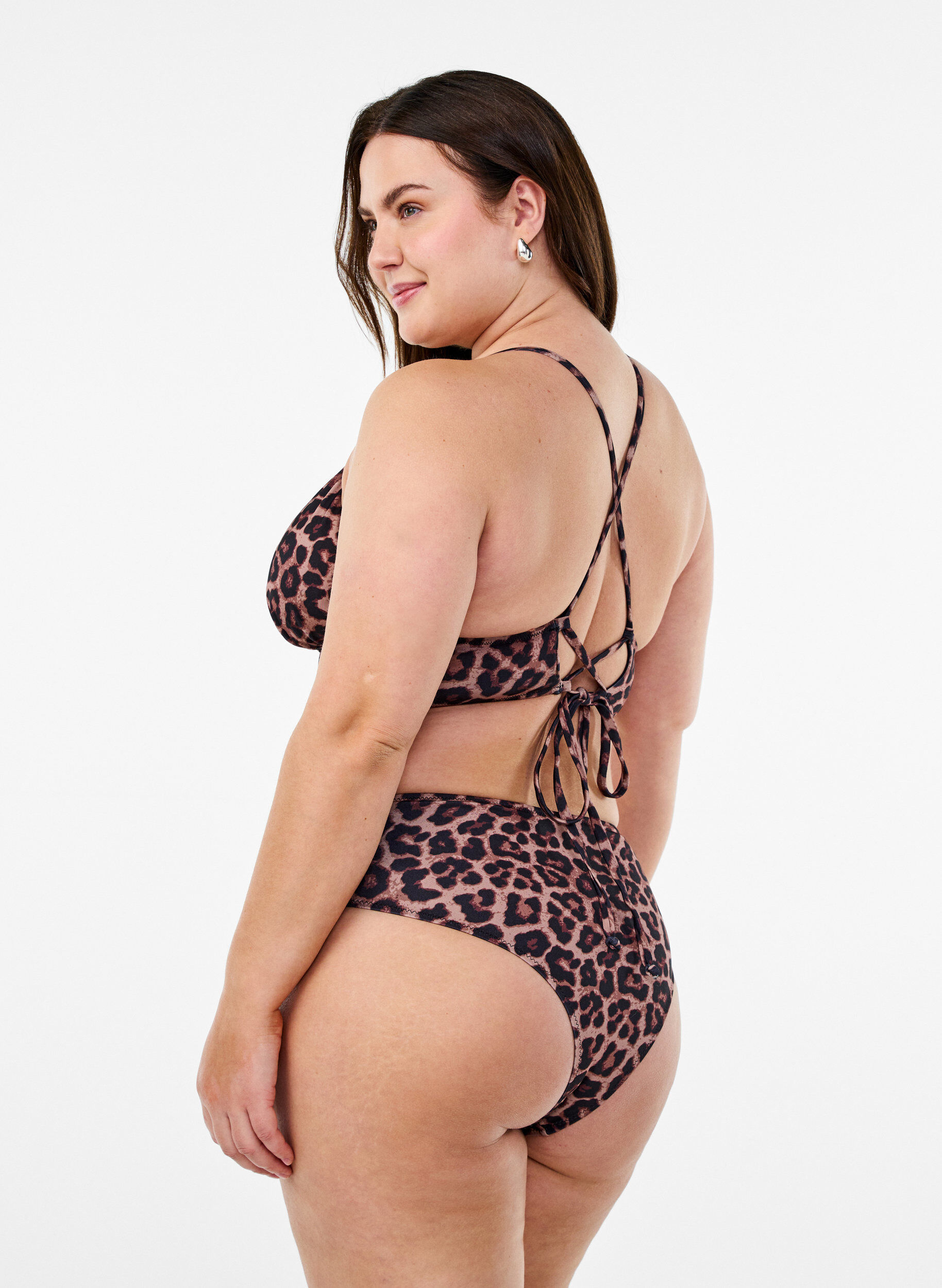Zizzi Leopardm&oslash;nstret brazilian-bikinitruse, Beige, Model image number 1