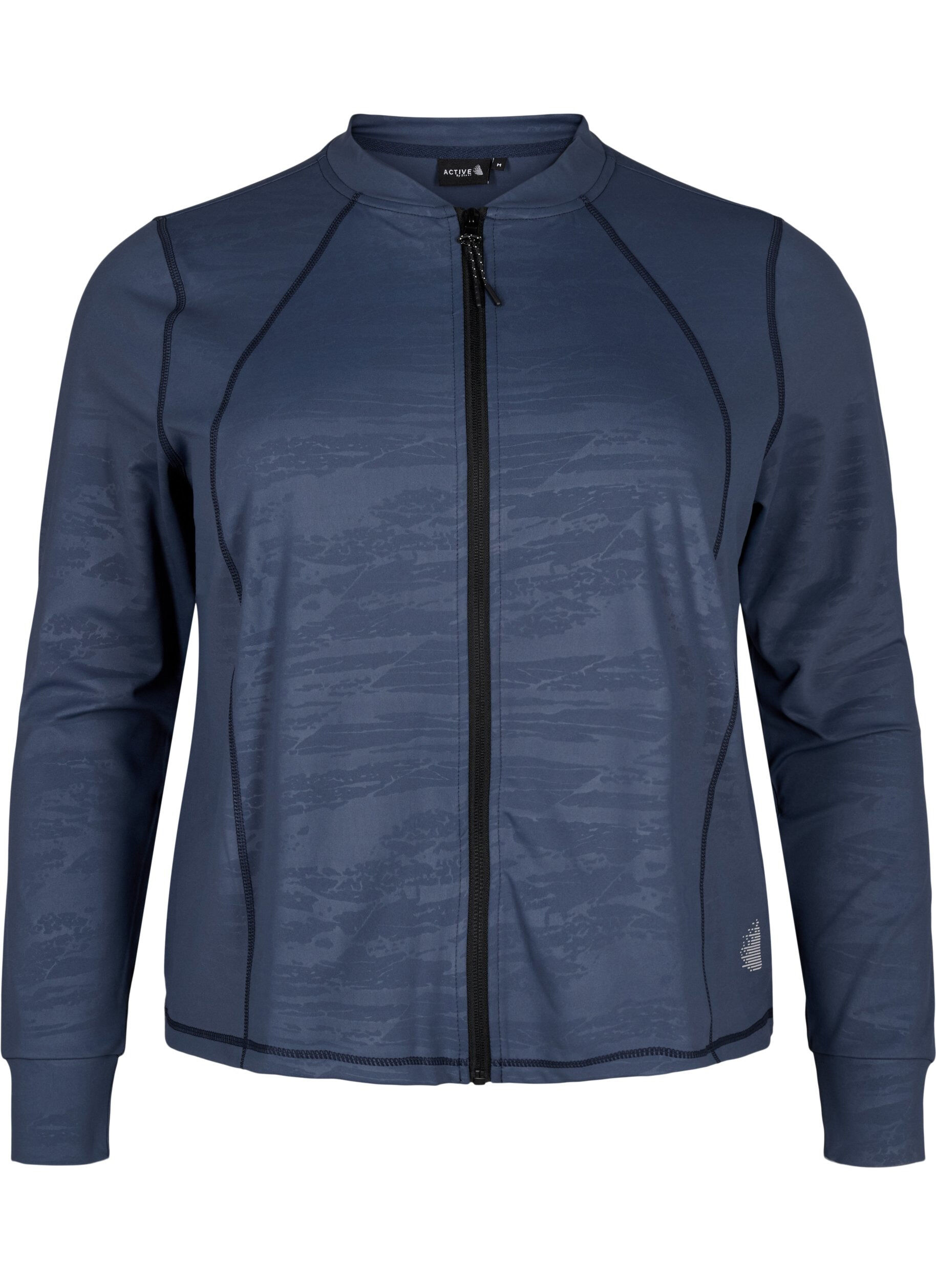 Zizzi Treningsbluse med glidel&aring;s, Mood Indigo, Packshot image number 0