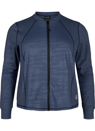 Zizzi Treningsbluse med glidelås, Mood Indigo, Packshot image number 0