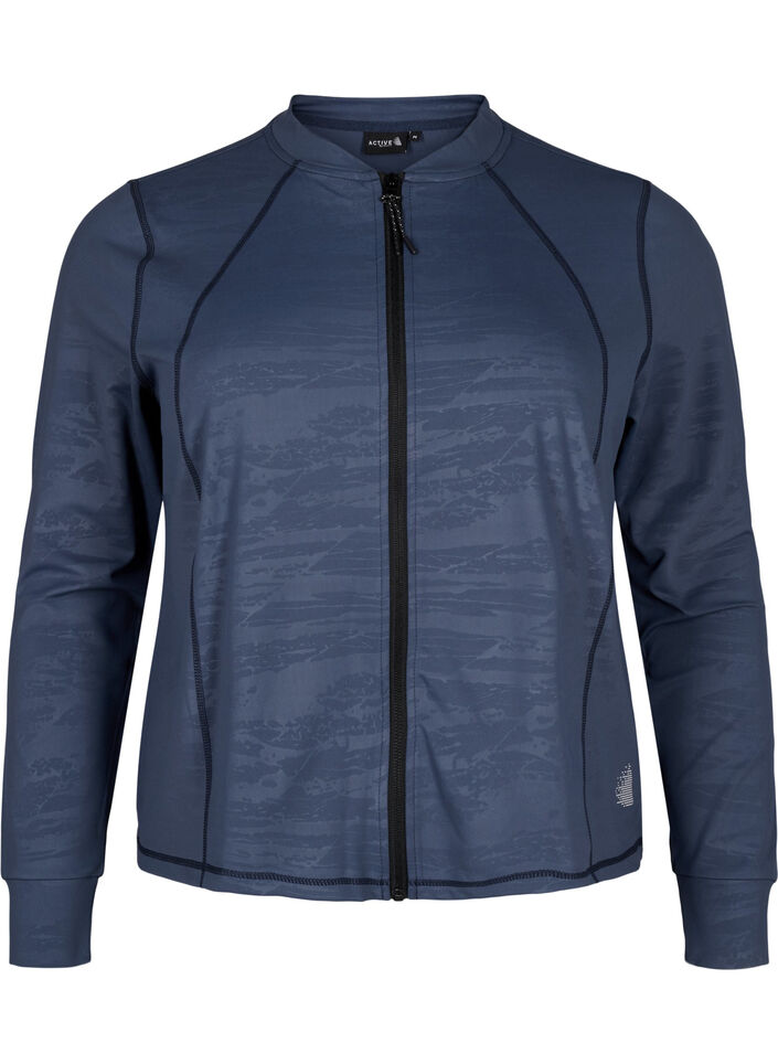 Treningsbluse med glidelås, Mood Indigo, Packshot image number 0