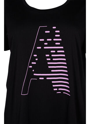 T-skjorte til trening med trykk, Black w. Purple A, Packshot image number 2