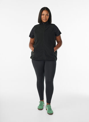 Zizzi Fleecevest med lommer, Black, Model image number 2