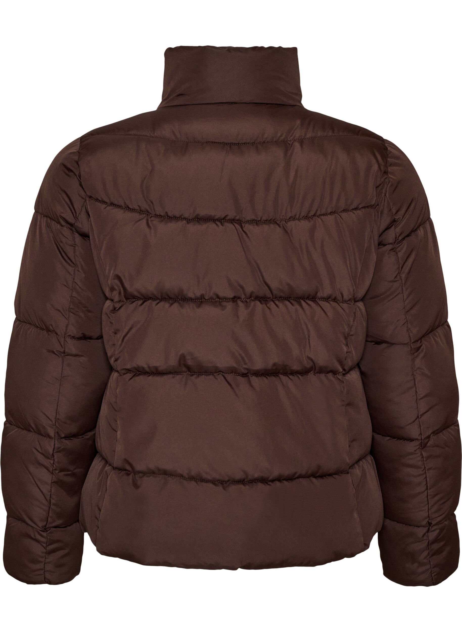 ZizziKort pufferjakke med h&oslash;y krage, Brun, Packshot image number 1