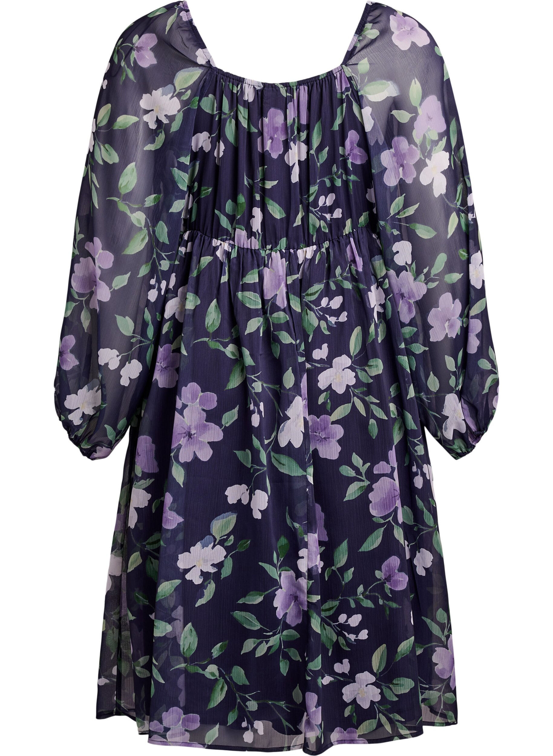 Zizzi Chiffon festkjole med lange ermer, Bl&aring;, Packshot image number 1