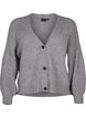 Melange cardigan i ribbestrikk, Light Grey Melange, Packshot image number 0