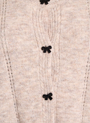 Zizzi Cardigan med sløyfeknapper og hullmønster, Feather Gray Mel., Packshot image number 2