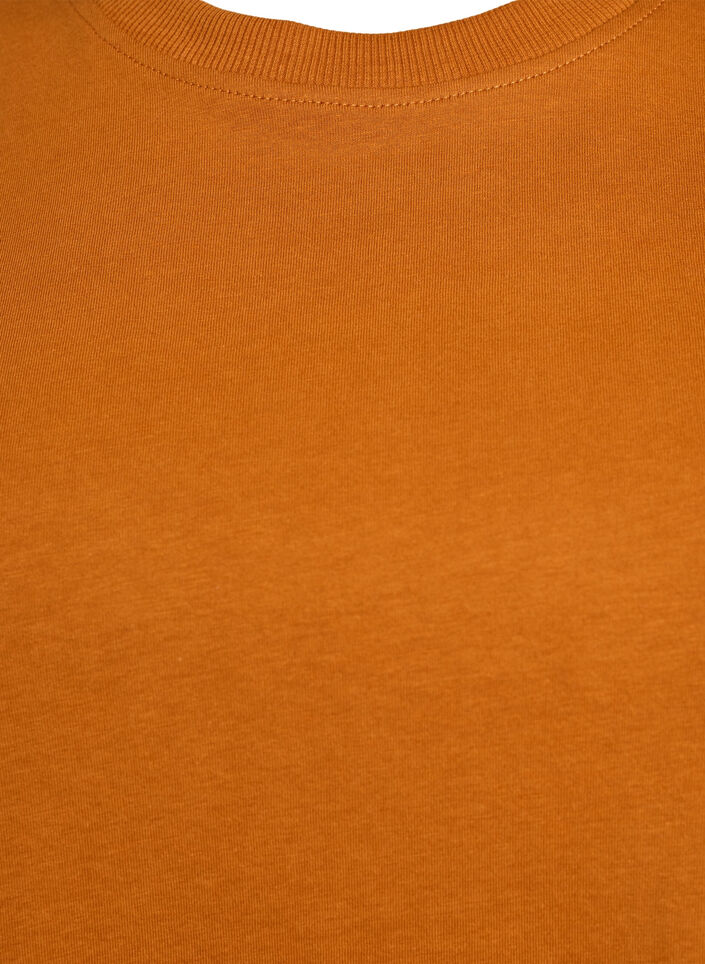 Basic T-skjorte i bomull med rund hals, Orange, Packshot image number 2