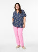 Kortermet bluse med v-utringning, Rosa, Model image number 1