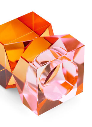 Lysestake i krystallglass, Pink/Amber, Packshot image number 1