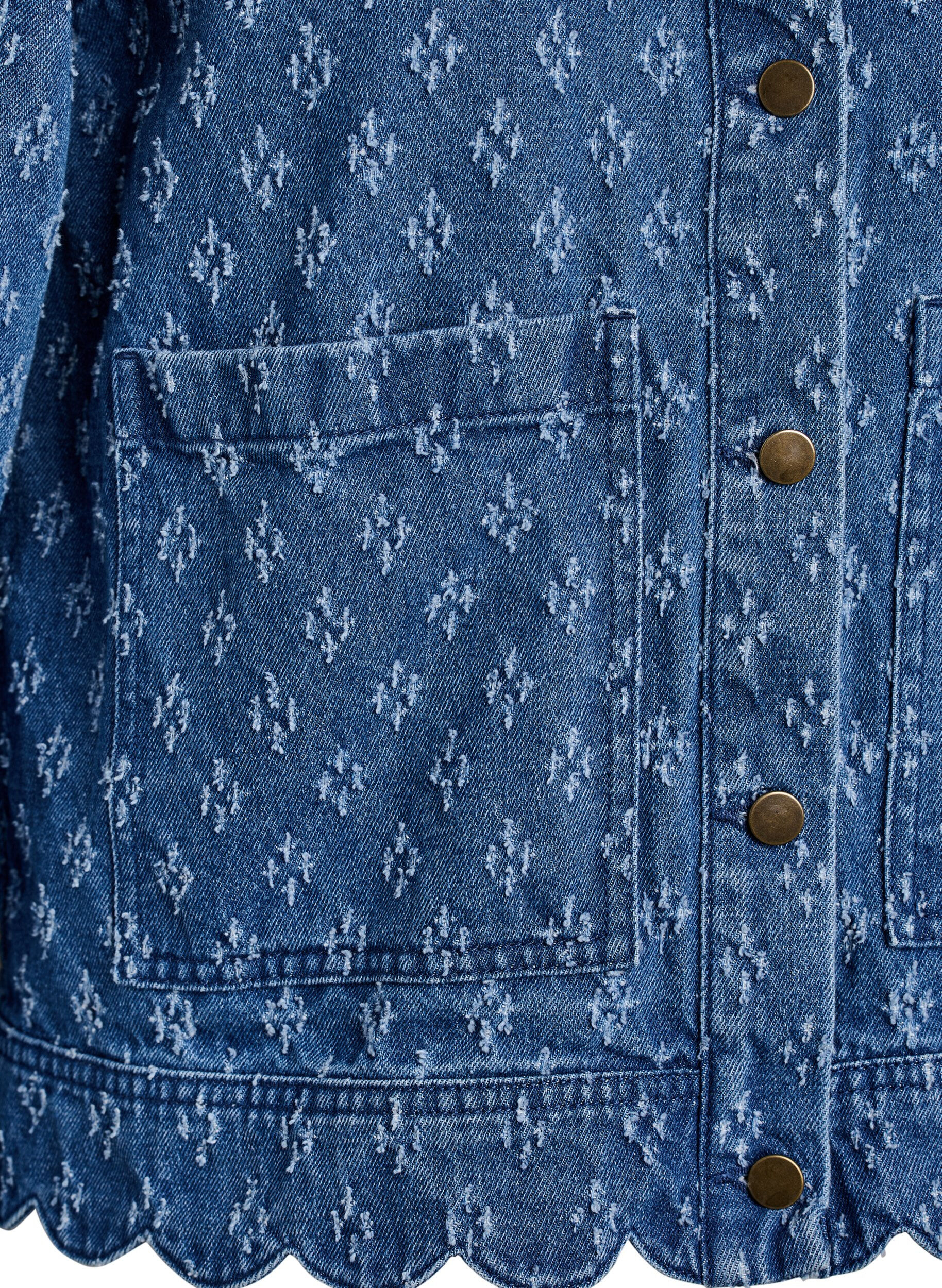 ZizziDenimjakke med et slitt m&oslash;nster, Bl&aring;, Packshot image number 3