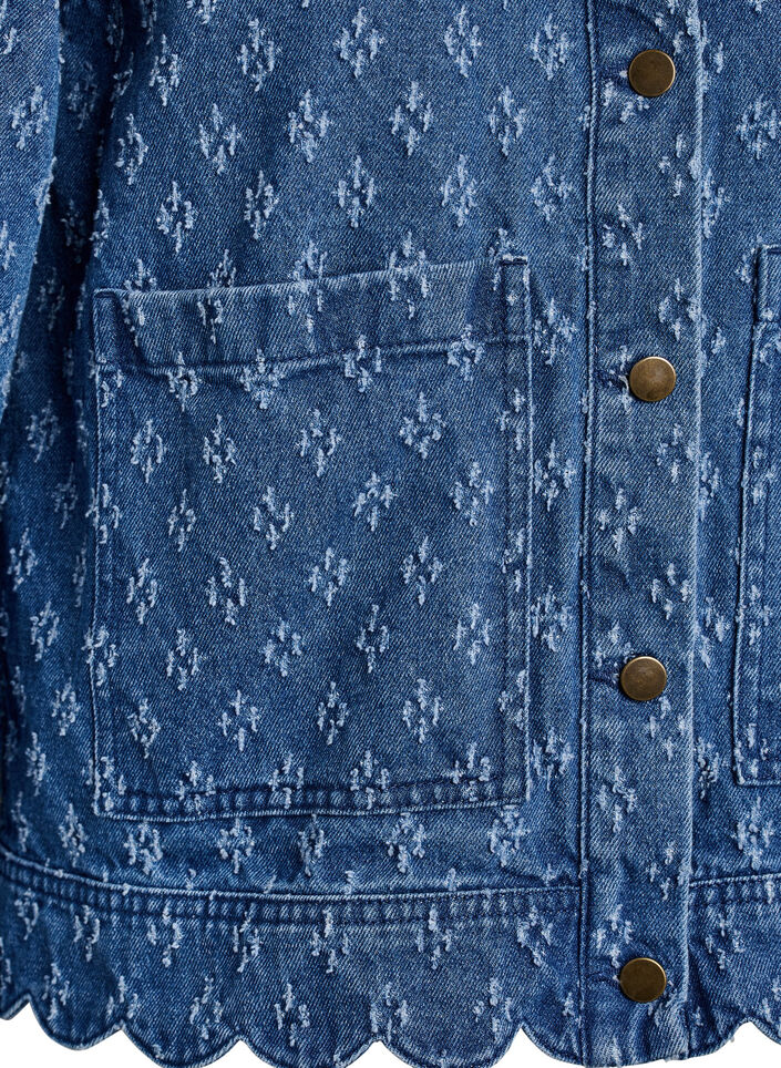 Denimjakke med et slitt m&oslash;nster, Bl&aring;, Packshot image number 3
