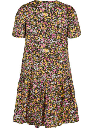 Blomstrete kjole i økologisk bomull, Black Flower AOP, Packshot image number 1