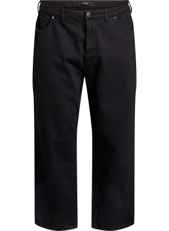 L&oslash;se jeans med avkortet lengde, Svart, Packshot image number 0