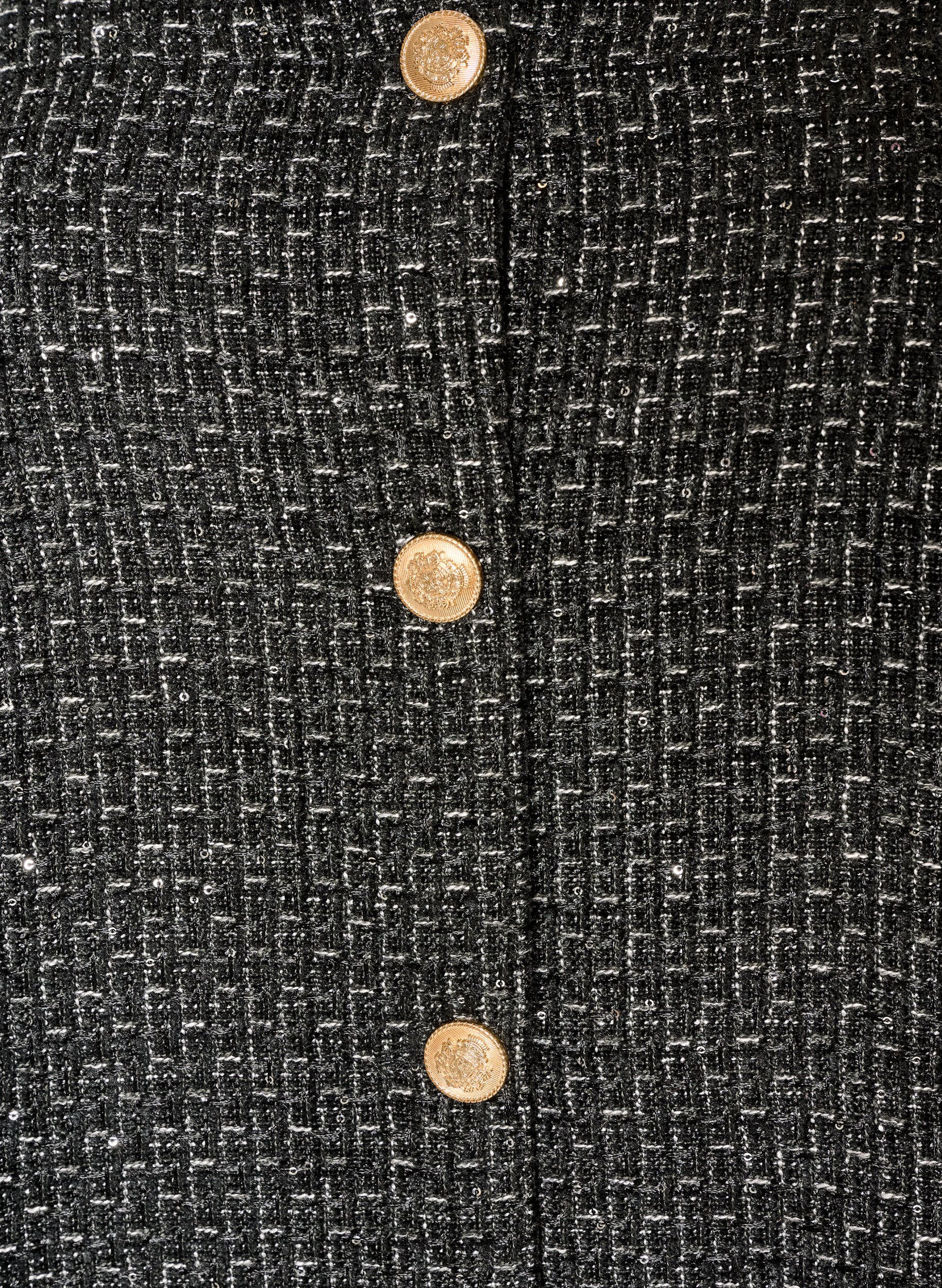ZizziBoucl&eacute;jakke med paljetter og dekorative knapper, Svart, Packshot image number 2