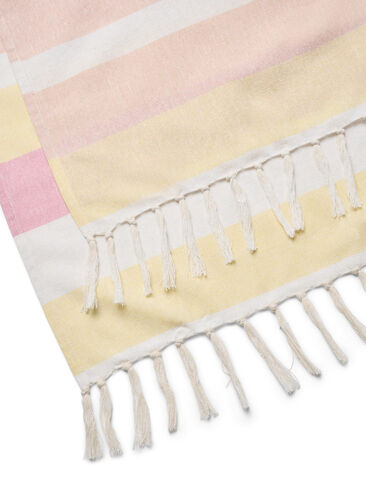 Stripete hammam håndkle med frynser, Pale Banana Comb, Packshot image number 3