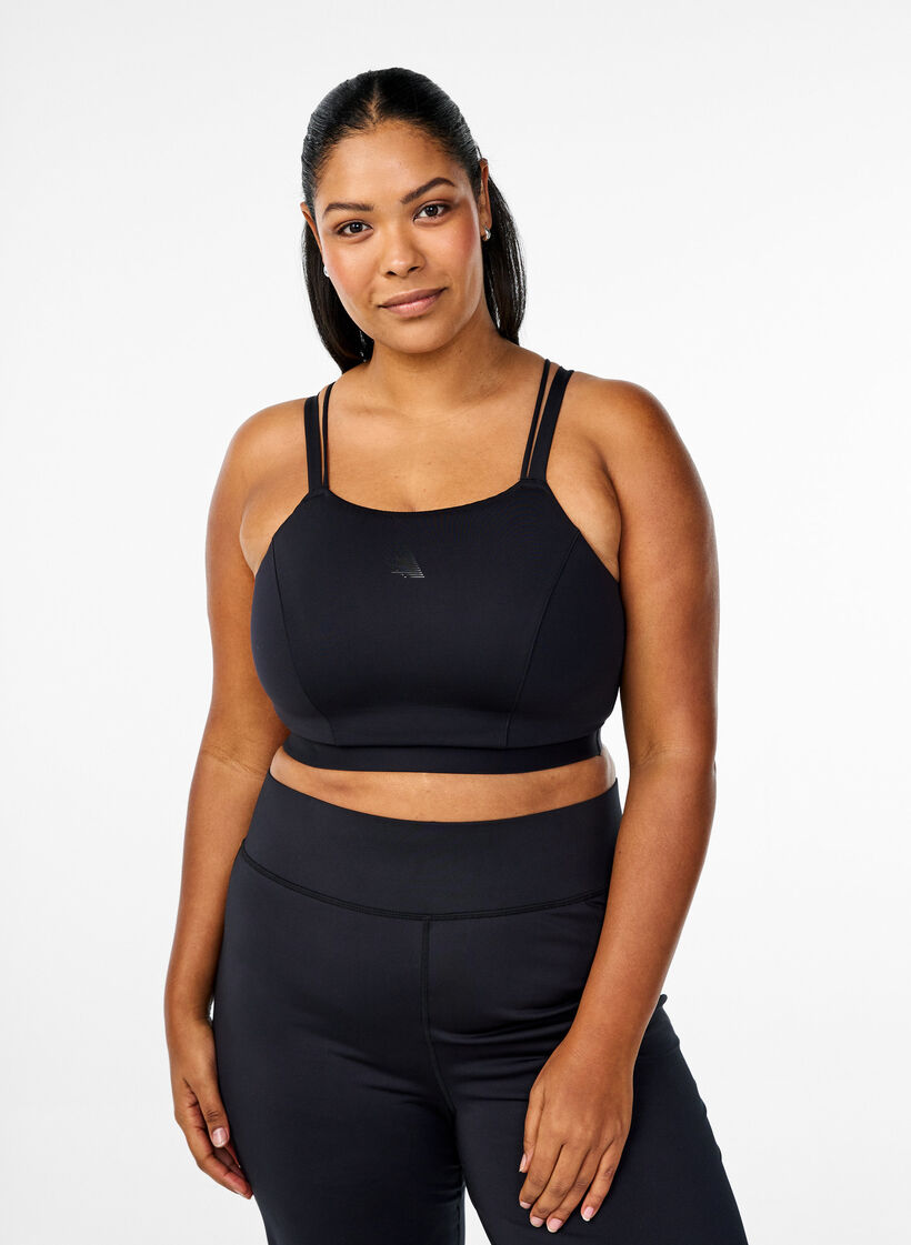 Sports-bh med kryssdetaljer på ryggen, Black, Model