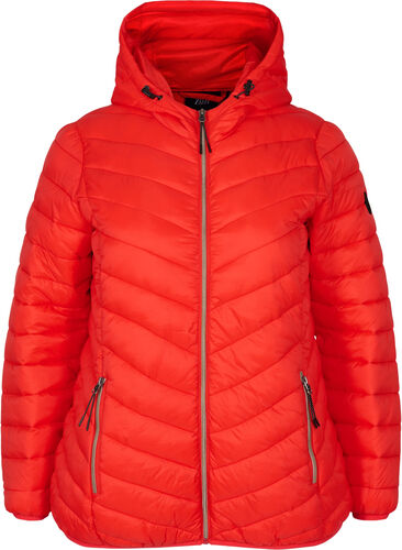 Lettvektsjakke med hette, Fiery Red, Packshot image number 0