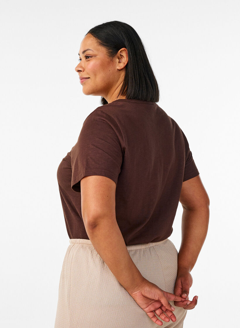 T-skjorte med knappdetalj, Brun, Model image number 2