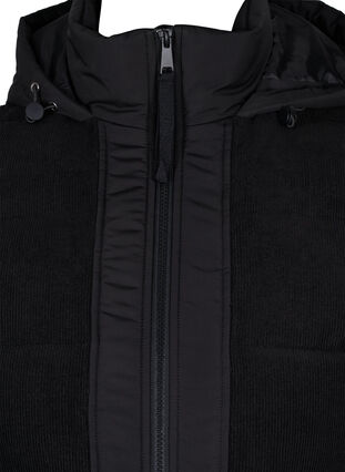 Lang vest med hette og glidelås, Black, Packshot image number 2
