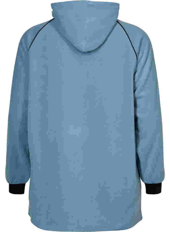 Lang anorak i fleece med glidelås, Smoke Blue w. Black, Packshot image number 1