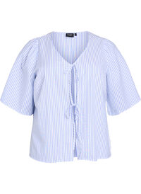 FLASH - Stripete bluse med sløyfer, Blå FLASH - Stripete bluse med sløyfer