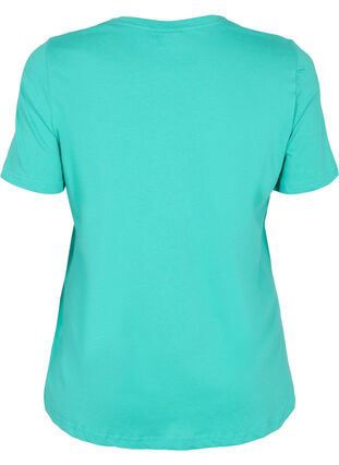 Kortermet T-skjorte i bomull med trykk, Sea Green, Packshot image number 1