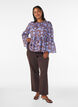 Bluse med blomster og volangermer, Brun, Model image number 1