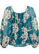 Chiffonbluse med blomstertrykk og lange ermer, Gr&oslash;nn, Packshot image number 1