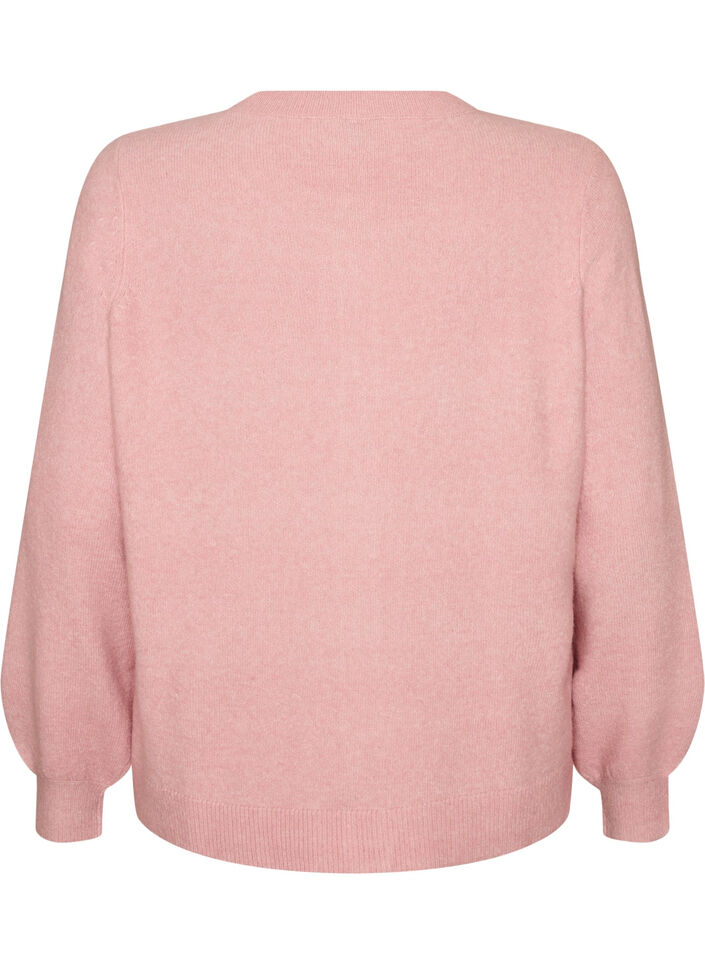 Cardigan i myk strikk med gullfargede knapper, Rosa, Packshot image number 1
