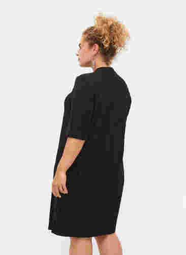 Mønstrete kjole med glitter og korte ermer, Black/Black Lurex, Model image number 1