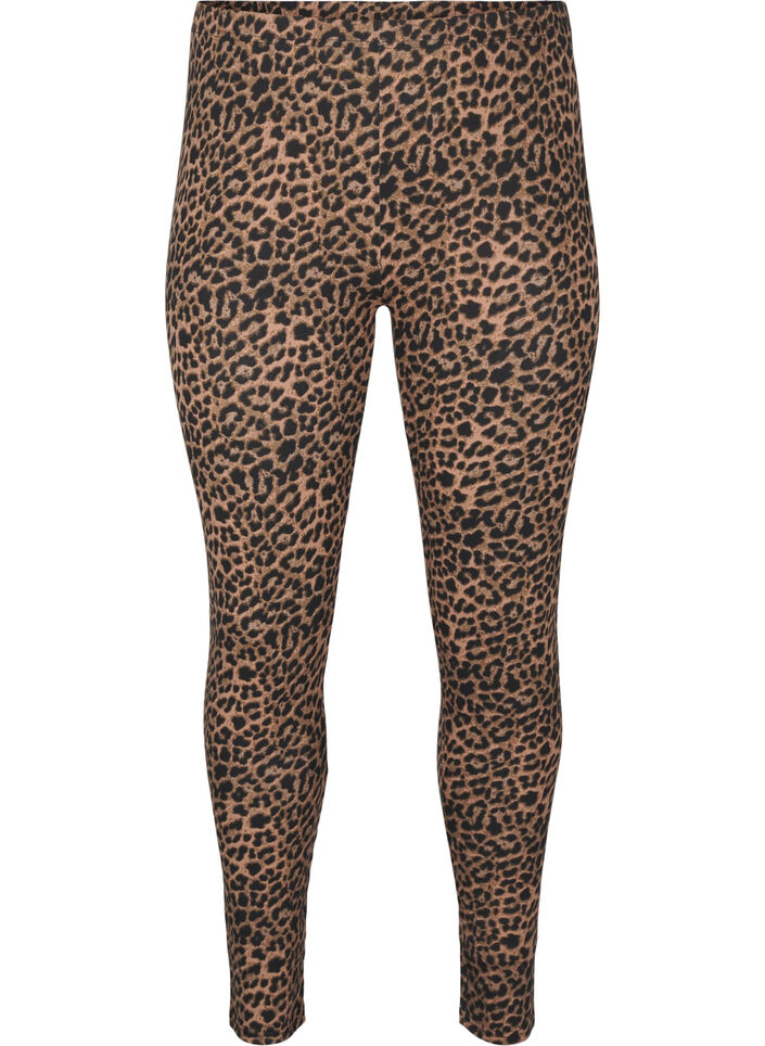 Viskose leggings med leopardmønster, Svart, Packshot image number 0