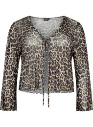 Langermet mesh topp med leopardmønster, Leo