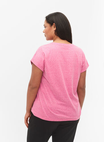 Melert T-skjorte med korte ermer, Beetroot Purple Mél, Model image number 1