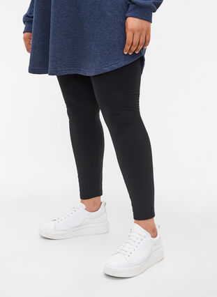 Leggings i bomull med for, Black, Model image number 0