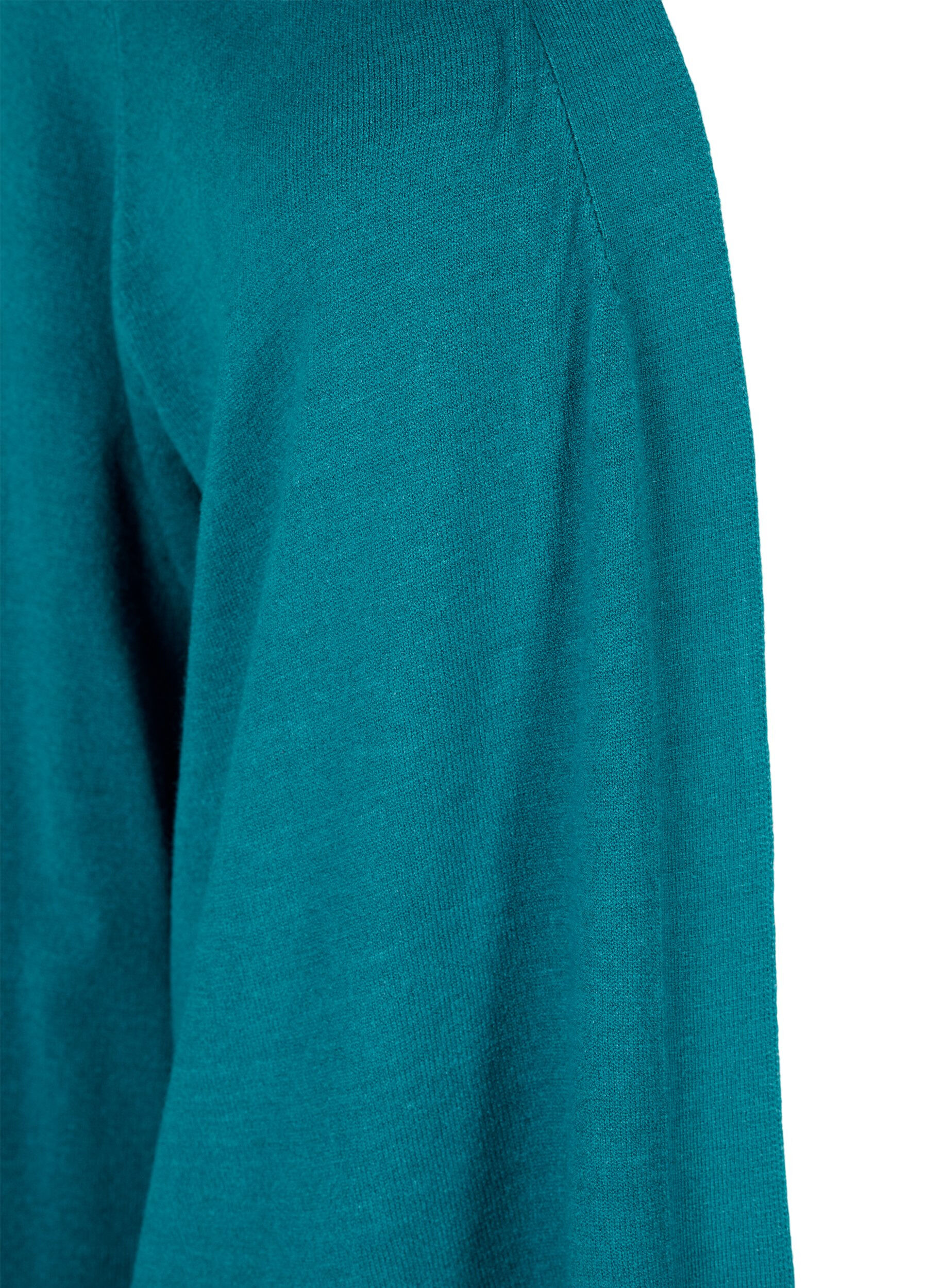 Zizzi Strikket cardigan med splitt og ribbekanter, Deep Lake Mel. , Packshot image number 2