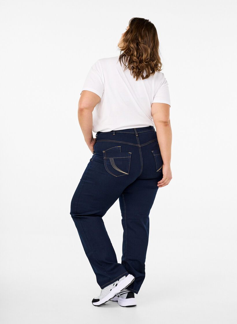Regular fit Gemma jeans med høyt liv, Blå, Model image number 2