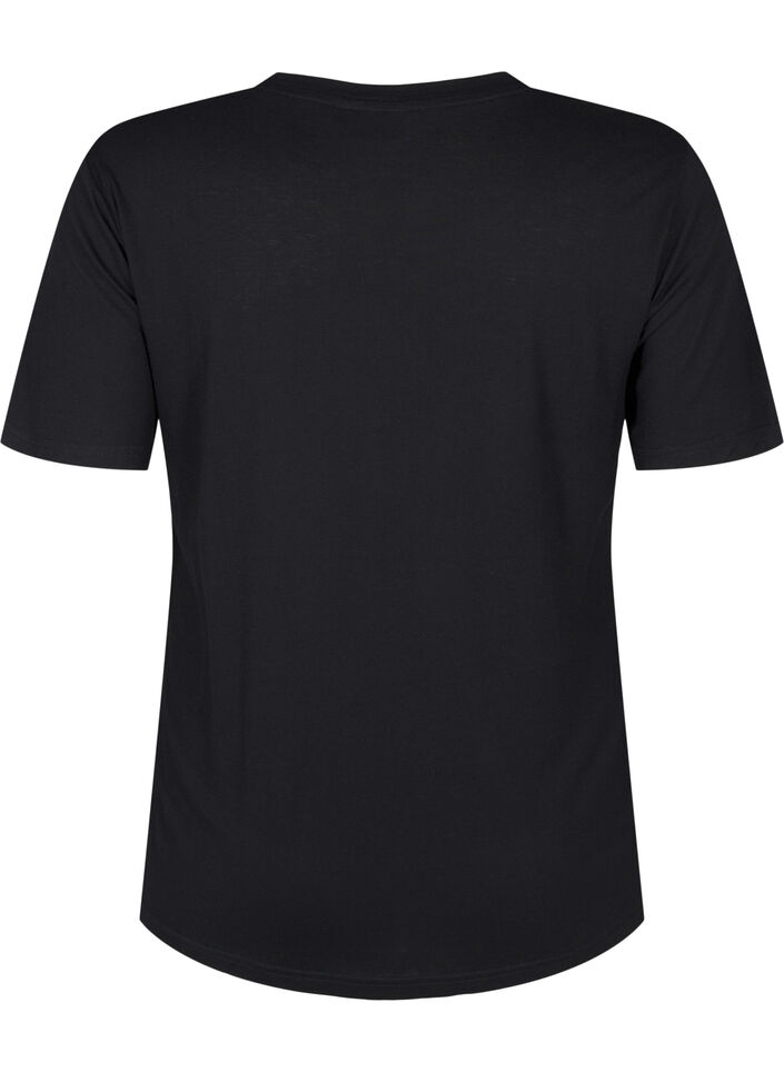 T-skjorte i ull og viskose, Black, Packshot image number 1