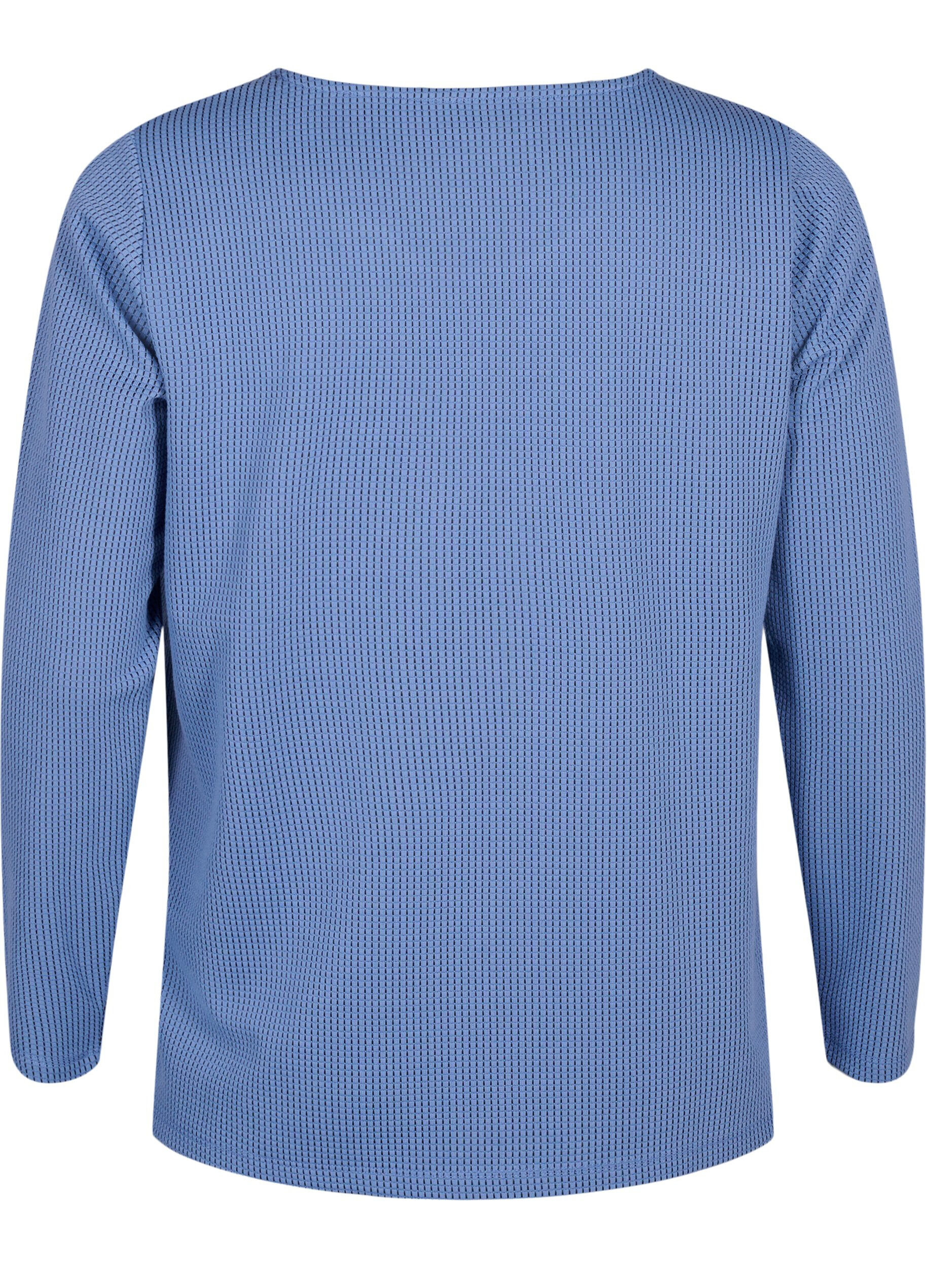 Zizzi Bluse med struktur i A-snitt, Quiet Harbor, Packshot image number 1